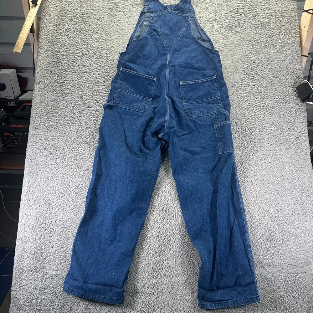 Carhartt Bib Overall Mens 36x30 Blue Cotton Denim Straight Carpenter Workwear